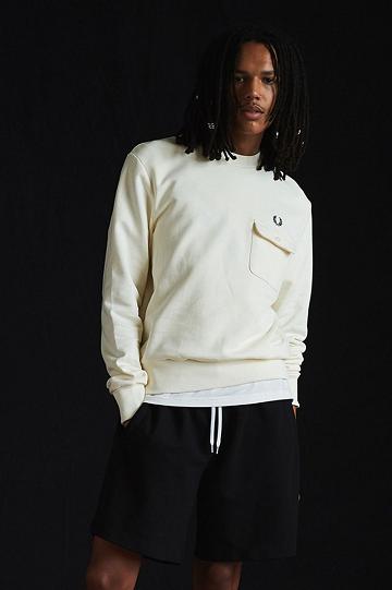 White Fred Perry M3836 Men's Sweatshirts | PH 1595UZGT